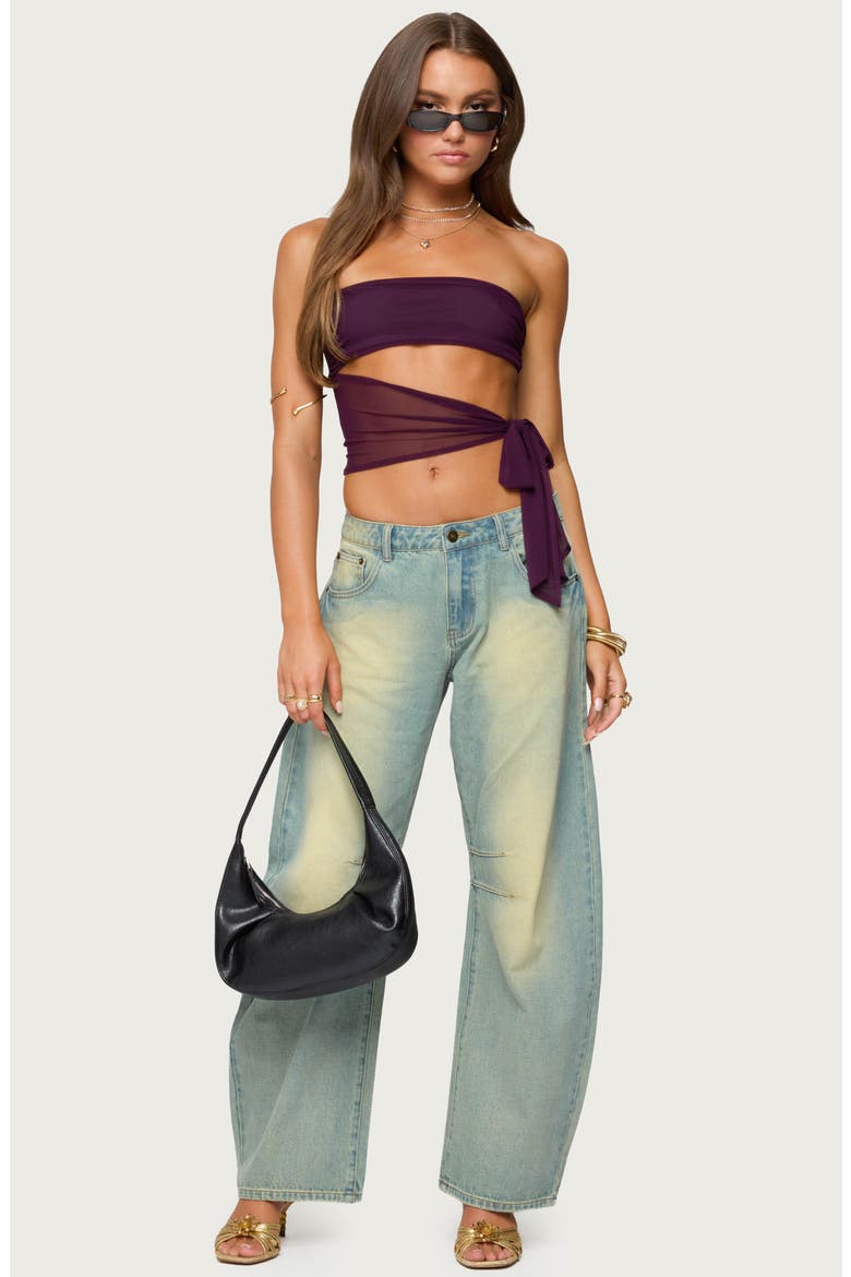 Amaro Strapless Side Tie Cutout Top, Alternate, color, PURPLE