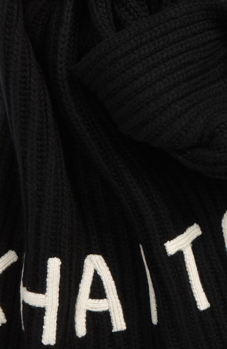 Khaite The Logo Fisherman Rib Cashmere Scarf, Alternate, color,