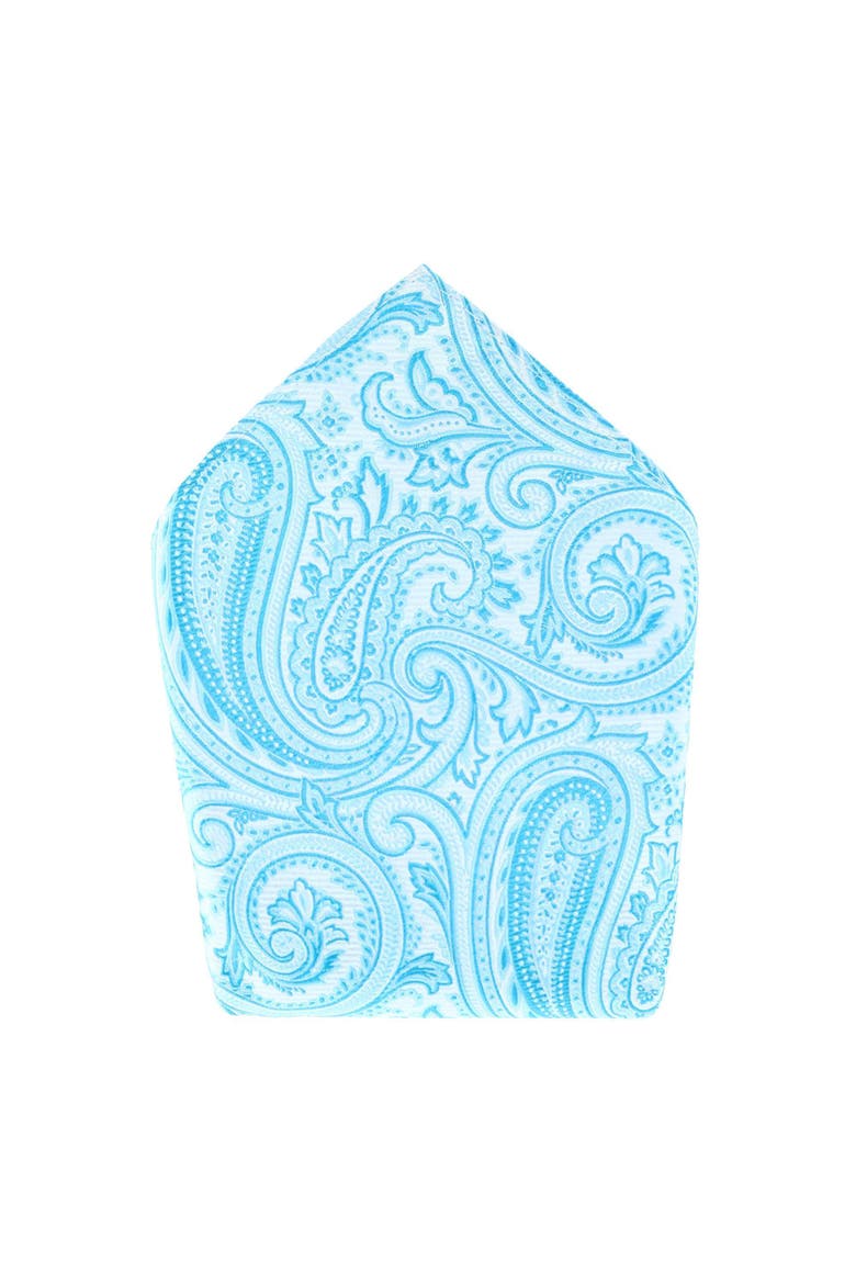 Sobee Paisley Silk Pocket Square, Main, color, Blue