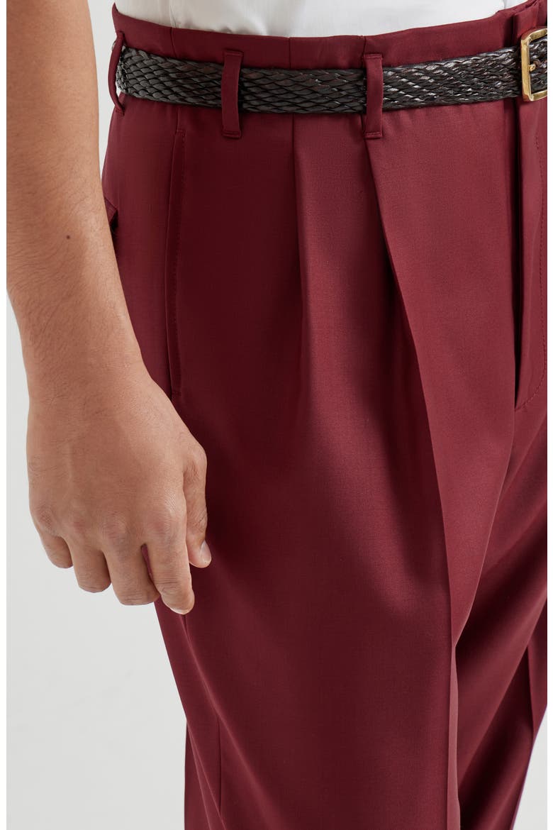 Virgin wool trousers, Alternate, color, Cherry
