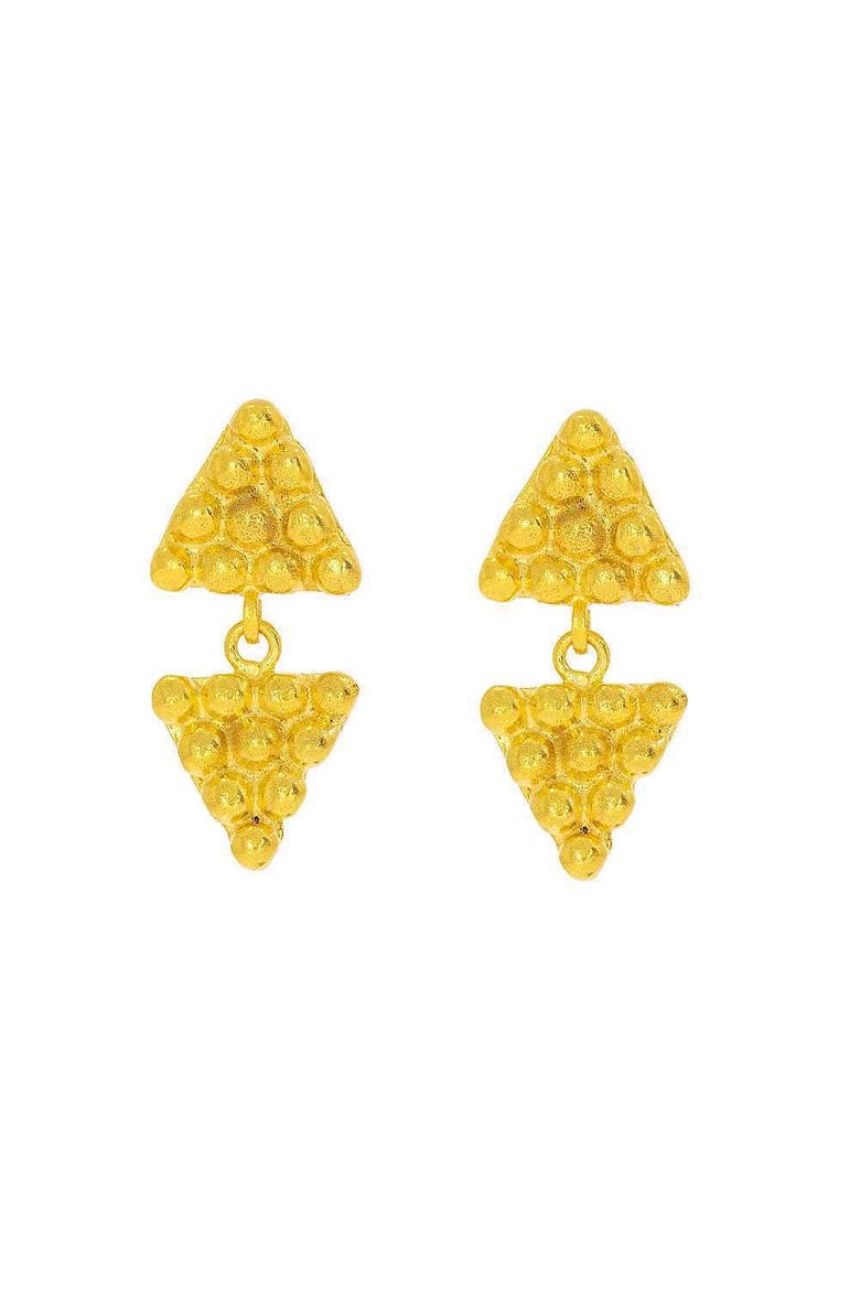 Azar Triangle Drop Earrings, Main, color, Brass