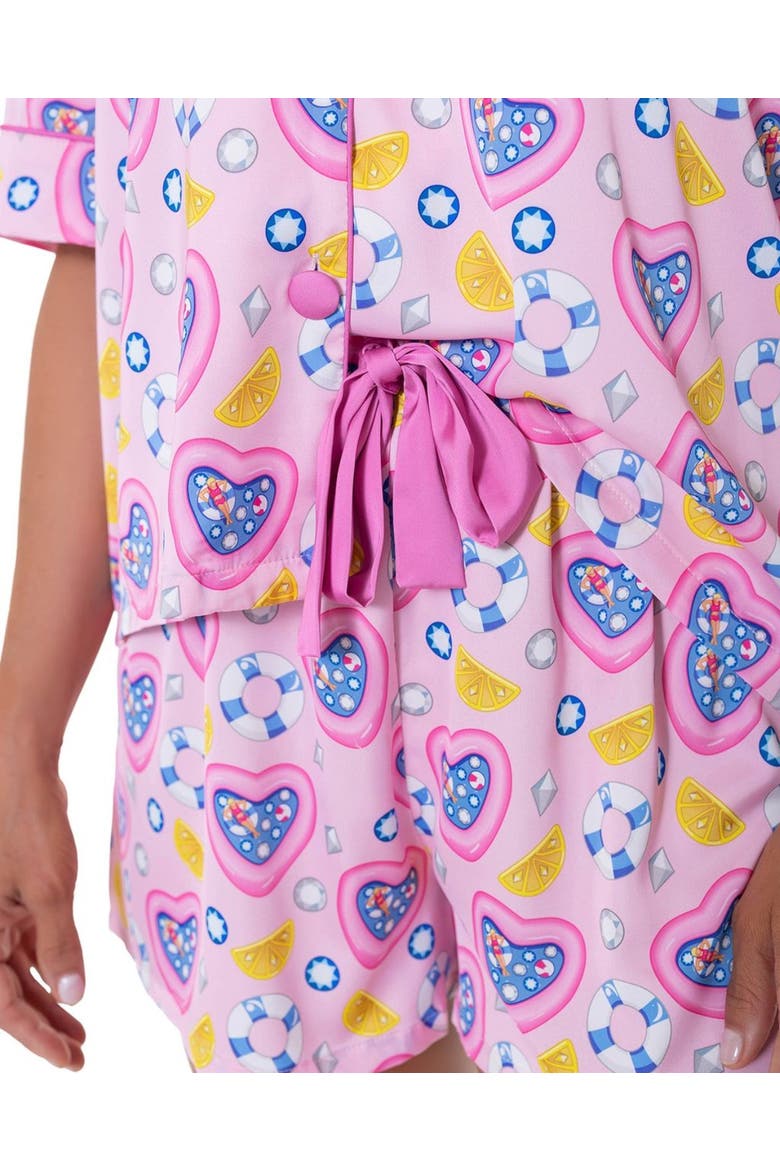 Pool Party Silky Short Sleeve Shorts Set, Alternate, color, Lt. Pink
