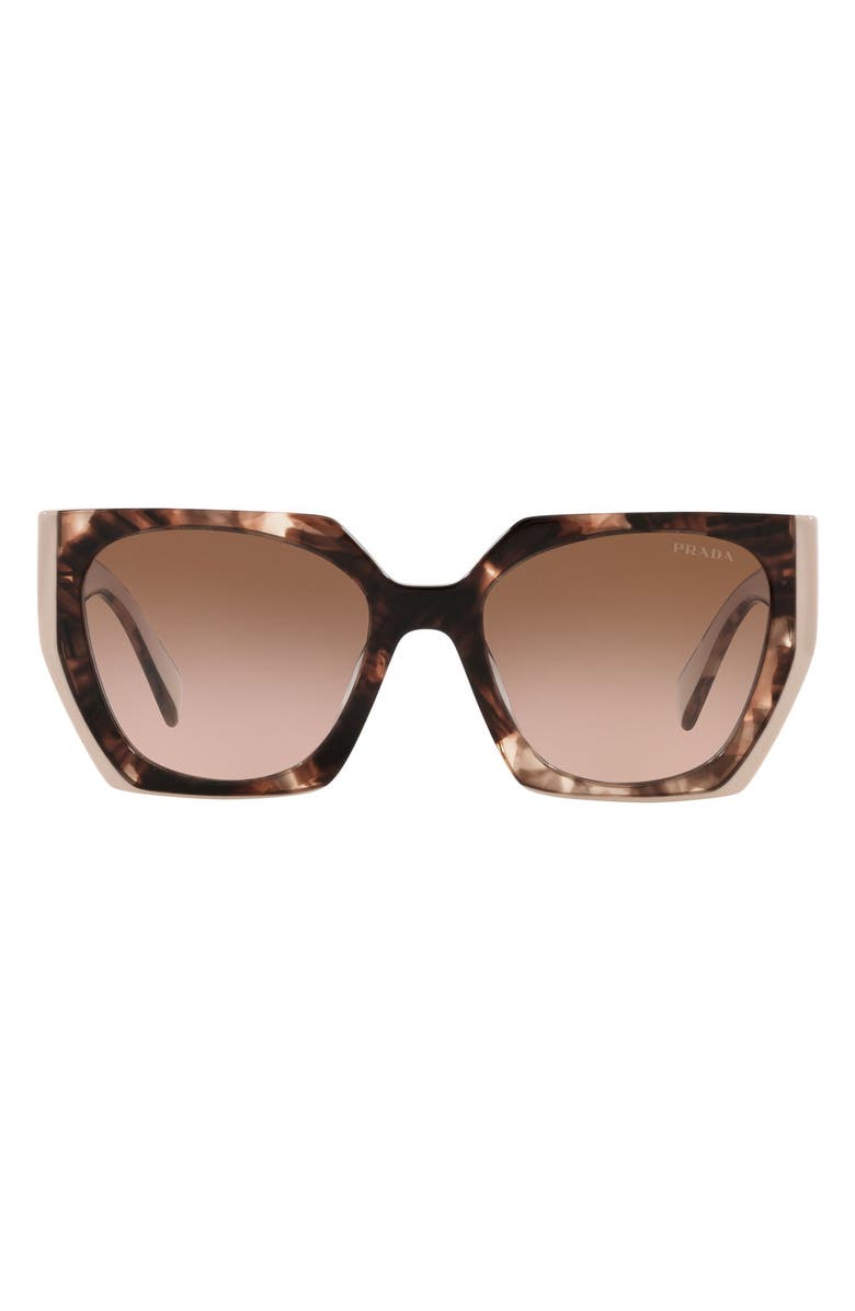 Prada 55mm Gradient Rectangular Sunglasses, Main, color, Beige Tort