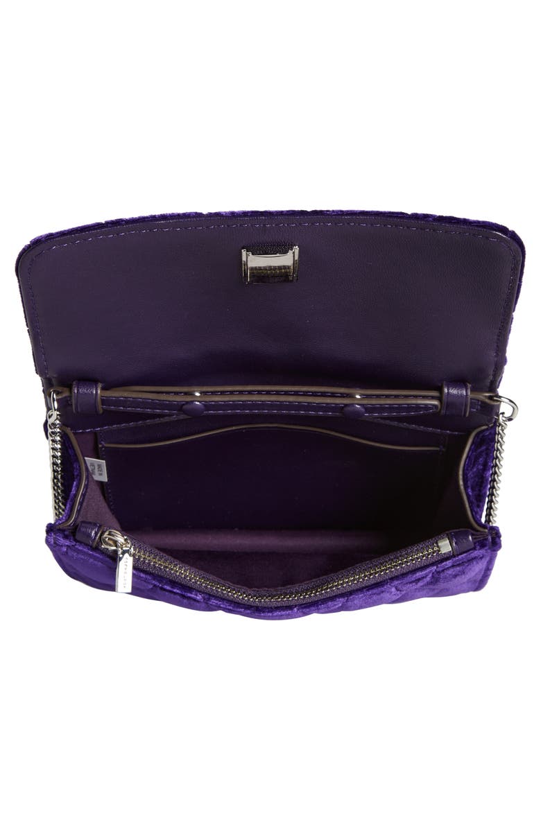 Tory Burch Kira Chevron Velvet Mini Top Handle Chain Wallet, Alternate, color,