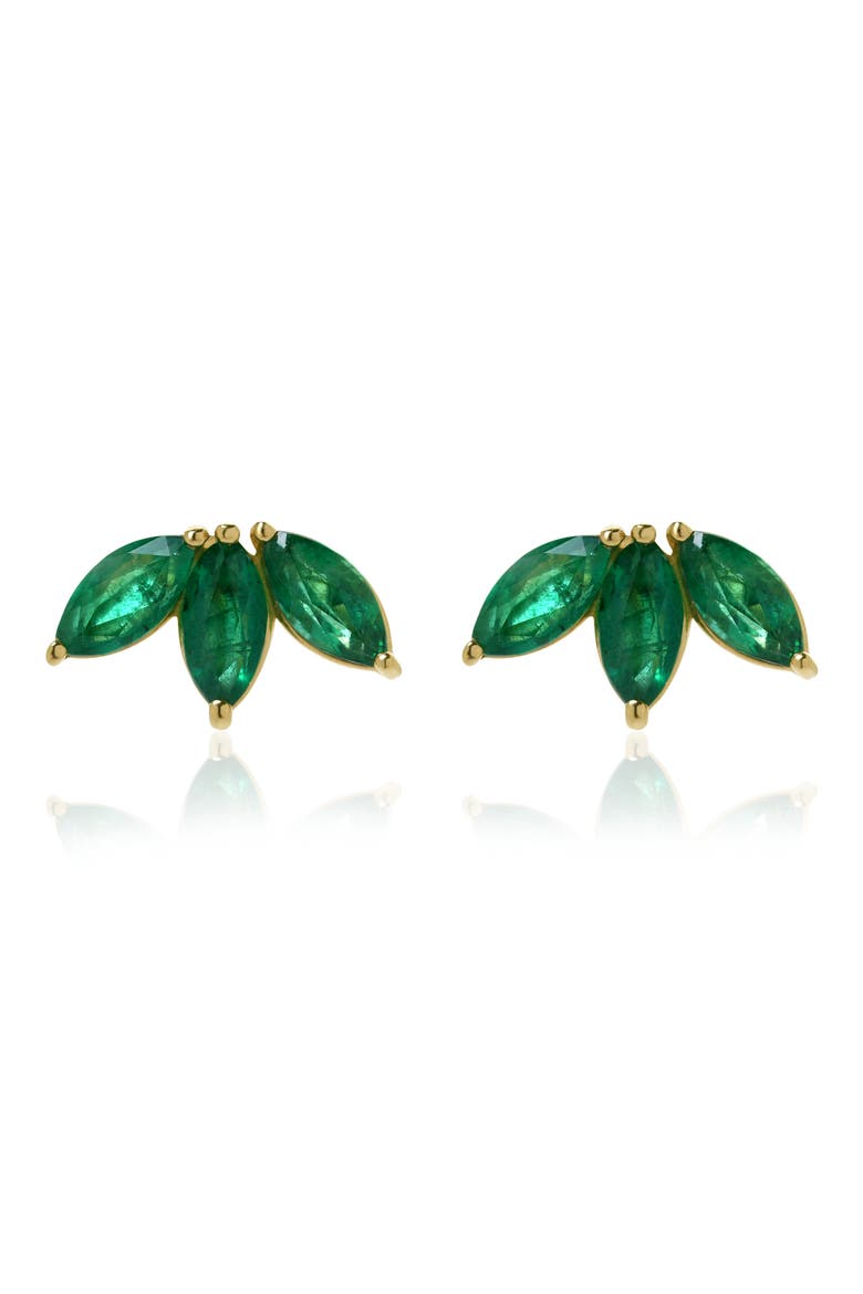 Emerald Marquise Cluster Stud Earrings, Alternate, color, 14K YELLOW GOLD