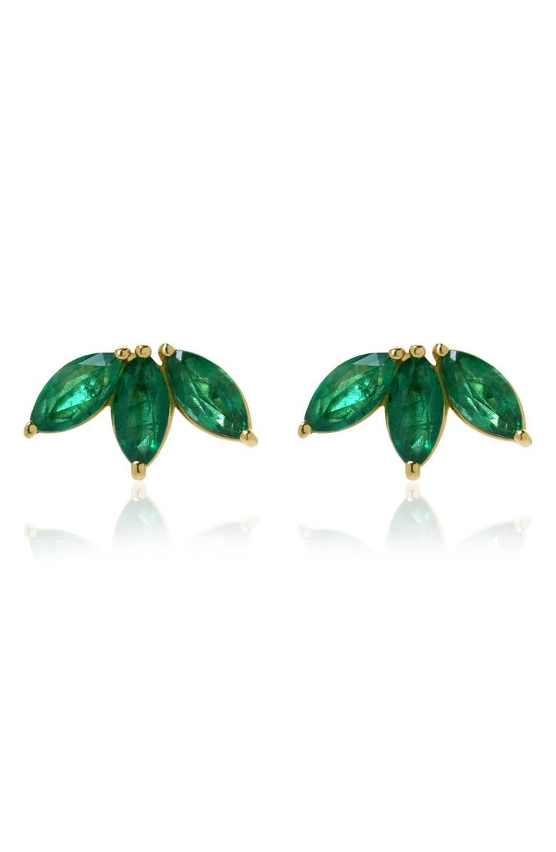 VALANI ATELIER Emerald Marquise Cluster Stud Earrings, Alternate, color, 14K Yellow Gold