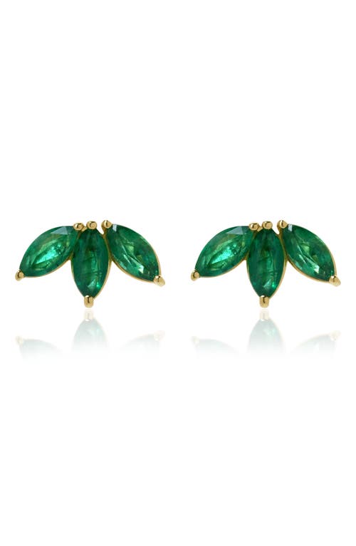 Valani Atelier Emerald Marquise Cluster Stud Earrings In 14k Yellow Gold