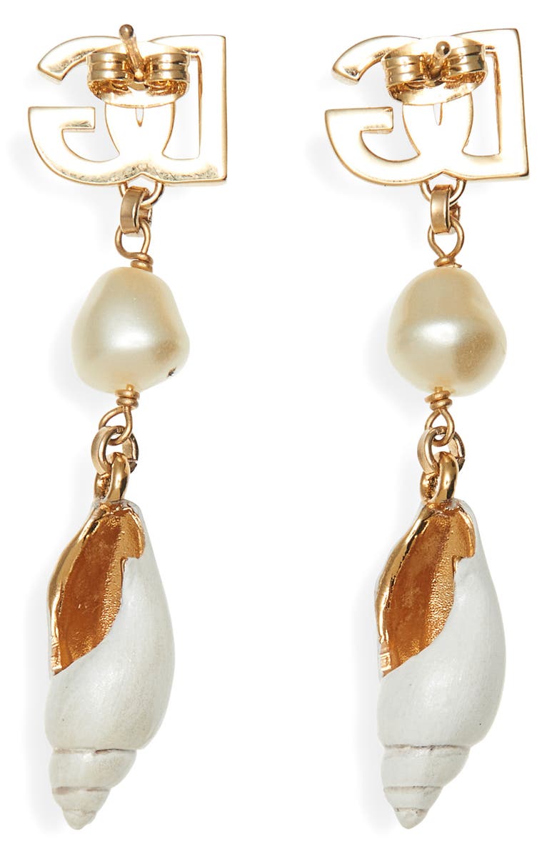 Dolce&Gabbana DG Shell Drop Earrings, Alternate, color, Zoo00 Oro