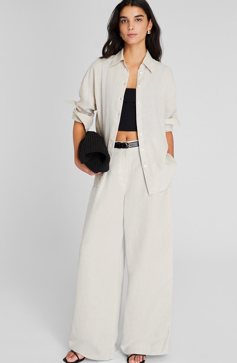 Club Monaco Front Button Linen Shirt, Alternate, color, 