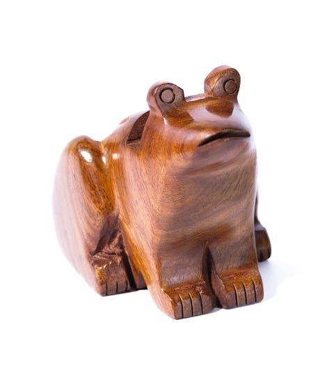 Frog Eyeglass Holder Stand - Hand Carved Wood