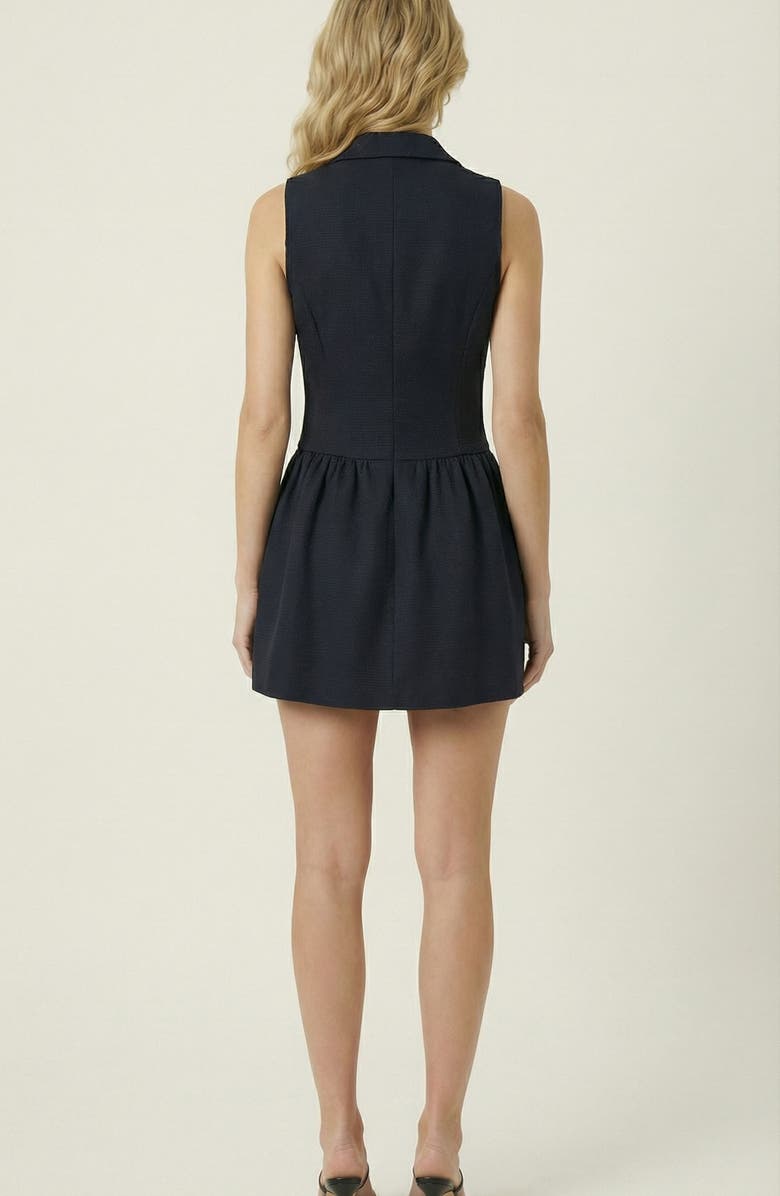 Modenaire Sleeveless Blazer Dress with Double-Breasted Boucle Tweed and Flared Hem, Alternate, color, Black