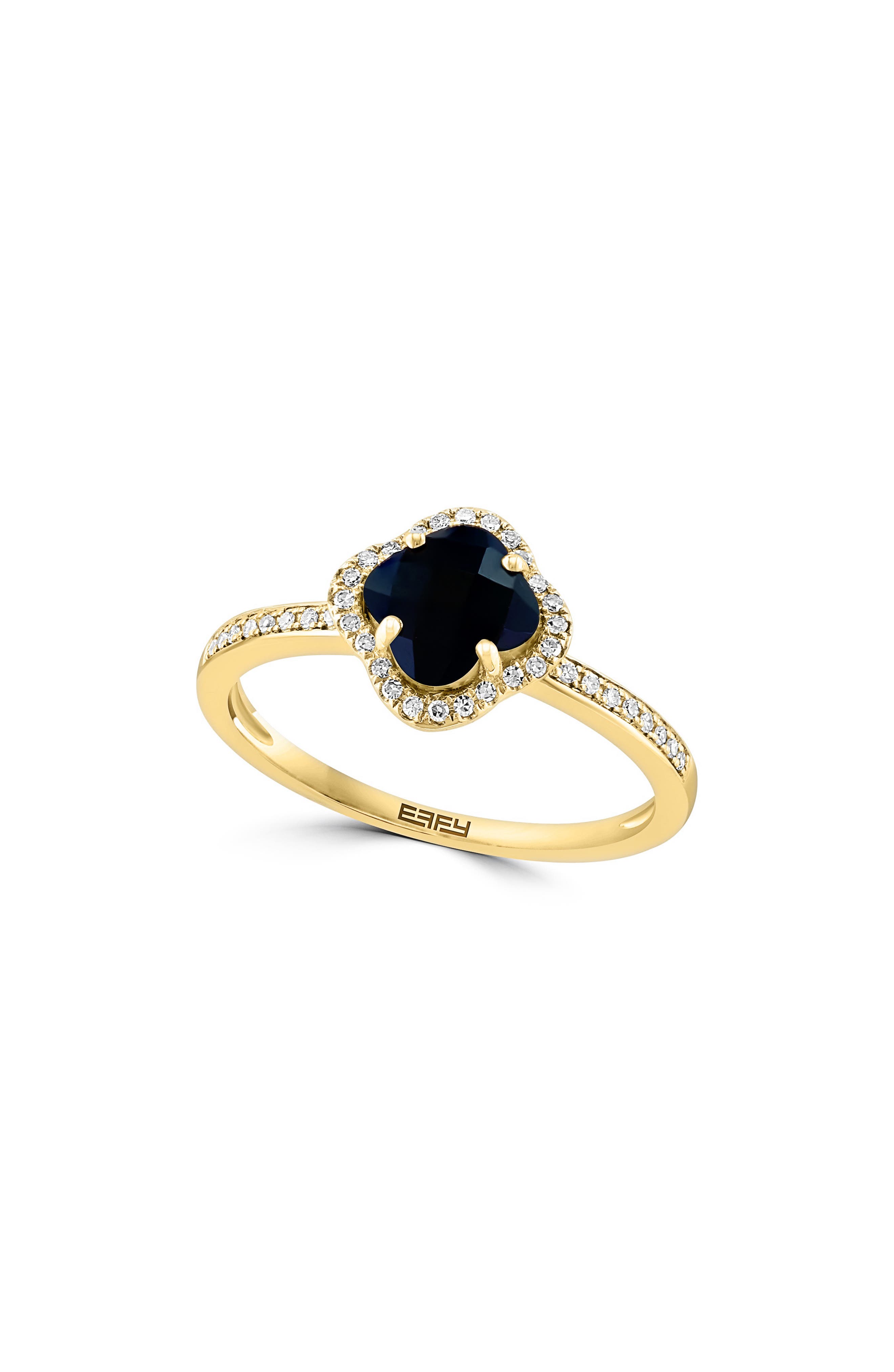 EFFY 14K Yellow Gold Diamond Onyx Ring