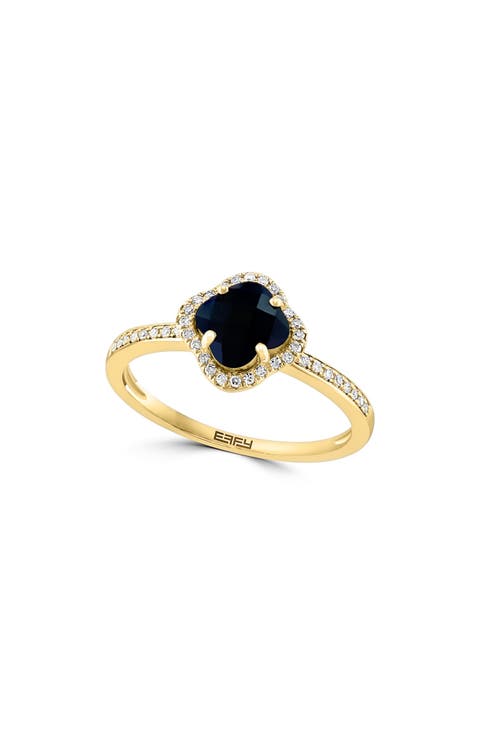 14K Yellow Gold Diamond Onyx Ring