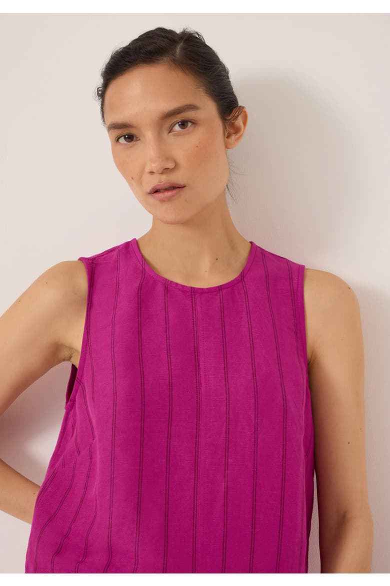 Vera Stripe Linen Blend Shell Top, Alternate, color, Orchid Stripe Pink