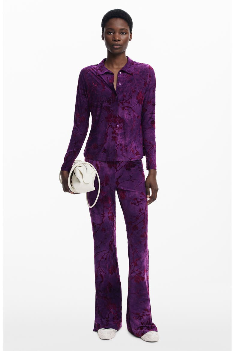 Floral Button-Up Shirt, Alternate, color, MEDIUM PURPLE