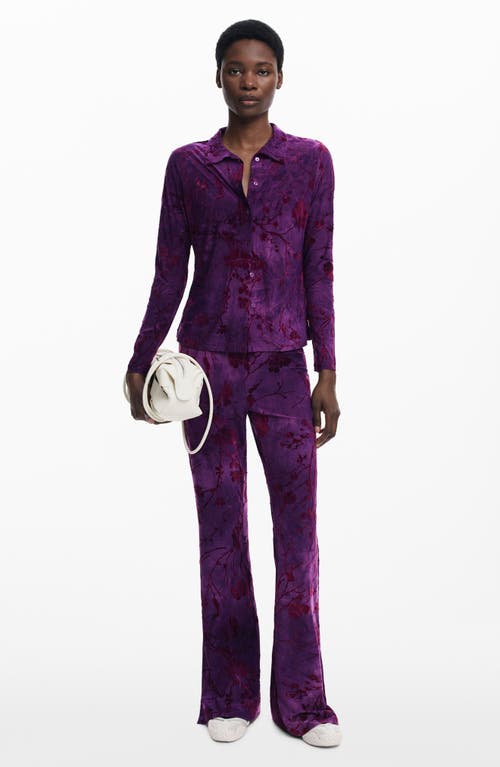 Desigual Floral Button-up Shirt In Purple