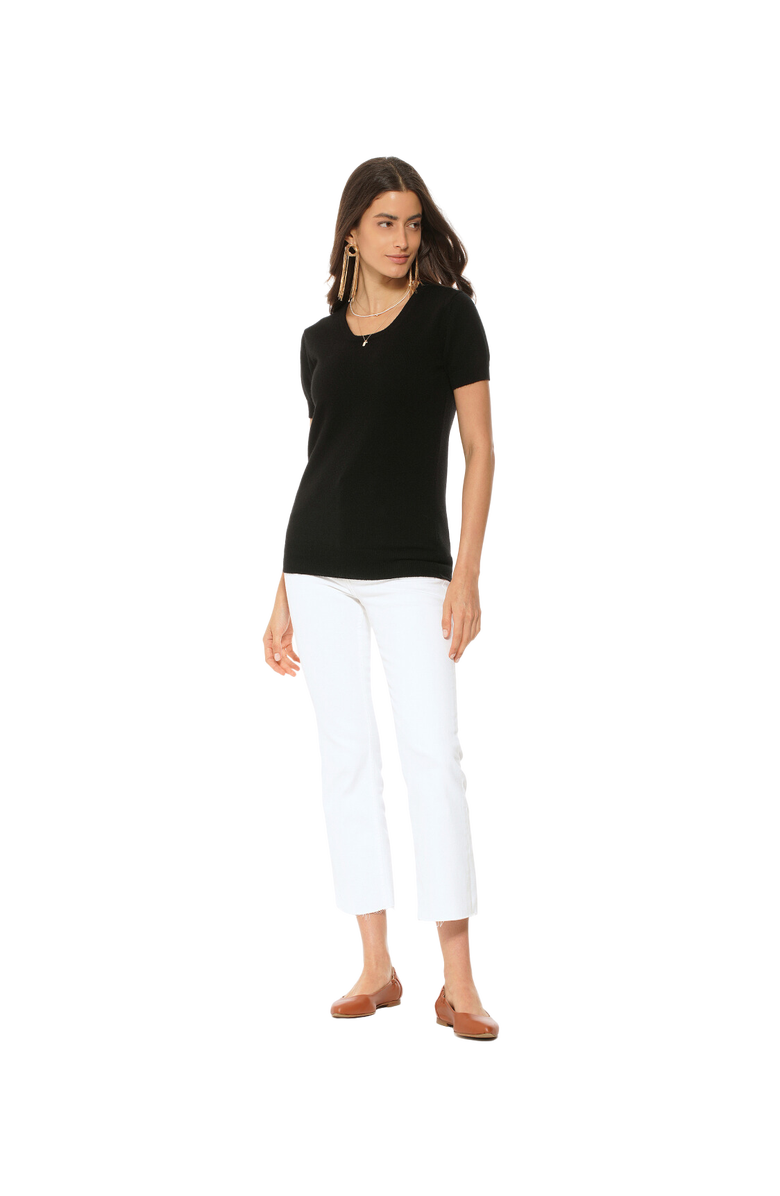 Monticelli Cashmere Pure Cashmere Featherlight Knit Tee, Alternate, color, Black