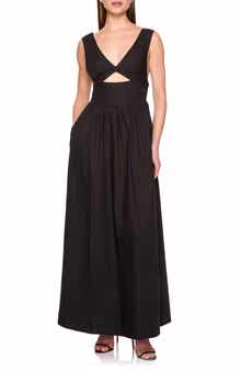 Susana Monaco Cutout Detail Cotton Poplin Maxi Dress