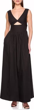 Susana Monaco Cutout Detail Cotton Poplin Maxi Dress