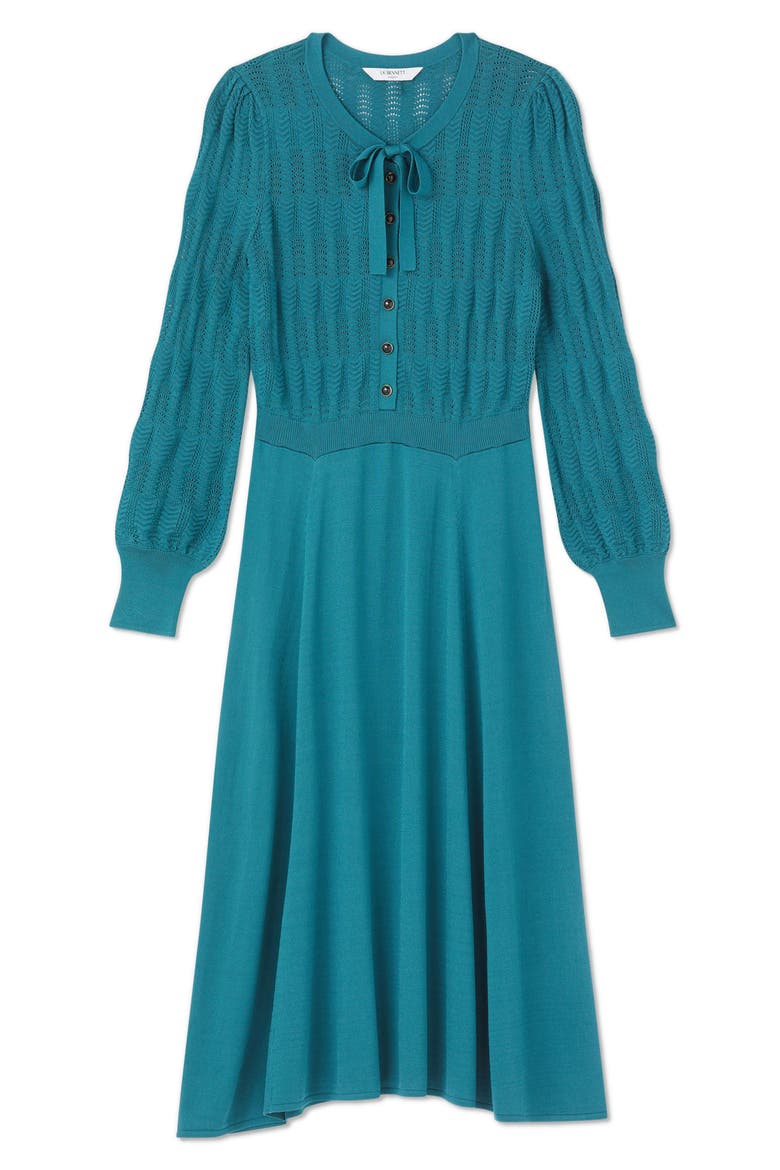 Susannah Long Sleeve Sweater Dress, Alternate, color, DARK TEAL