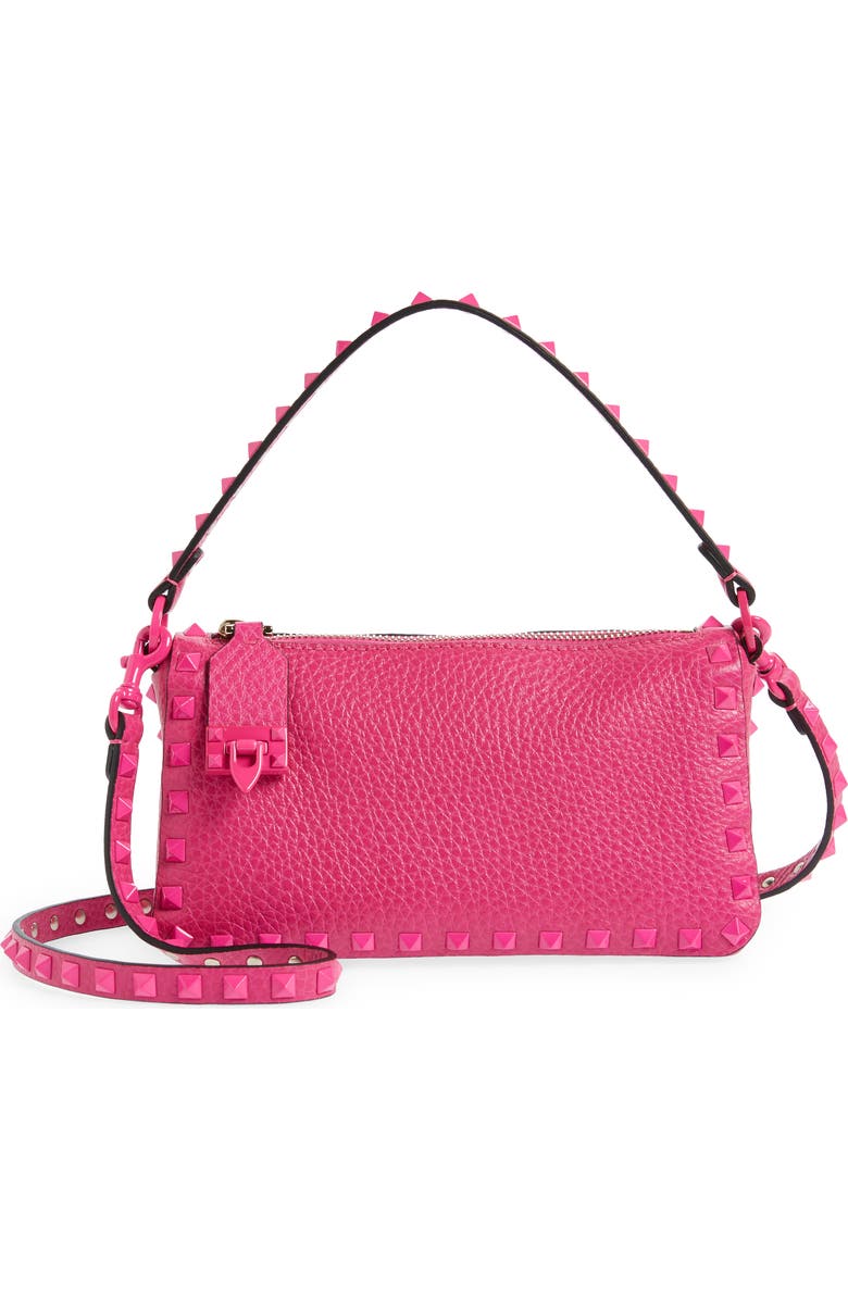 Valentino Garavani Small Rockstud Leather Shoulder Bag, Main, color,