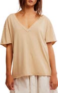 Free People Nina V-Neck Cotton T-Shirt