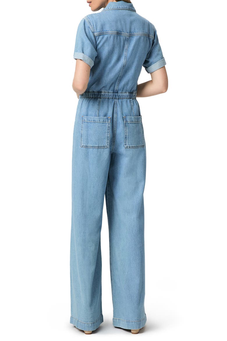 Rumi Short Sleeve Denim Jumpsuit, Alternate, color, SERENITY