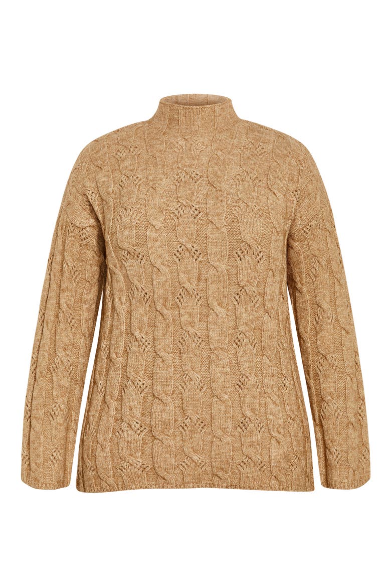 Iris Mock Neck Cable Knit Sweater, Alternate, color, SAND