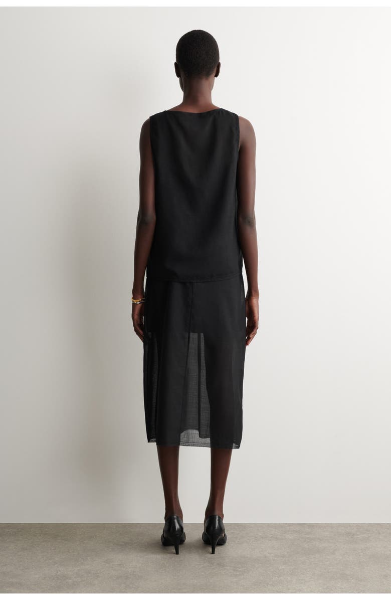 COS Semi-sheer Layered Wool Midi Skirt, Alternate, color, Black