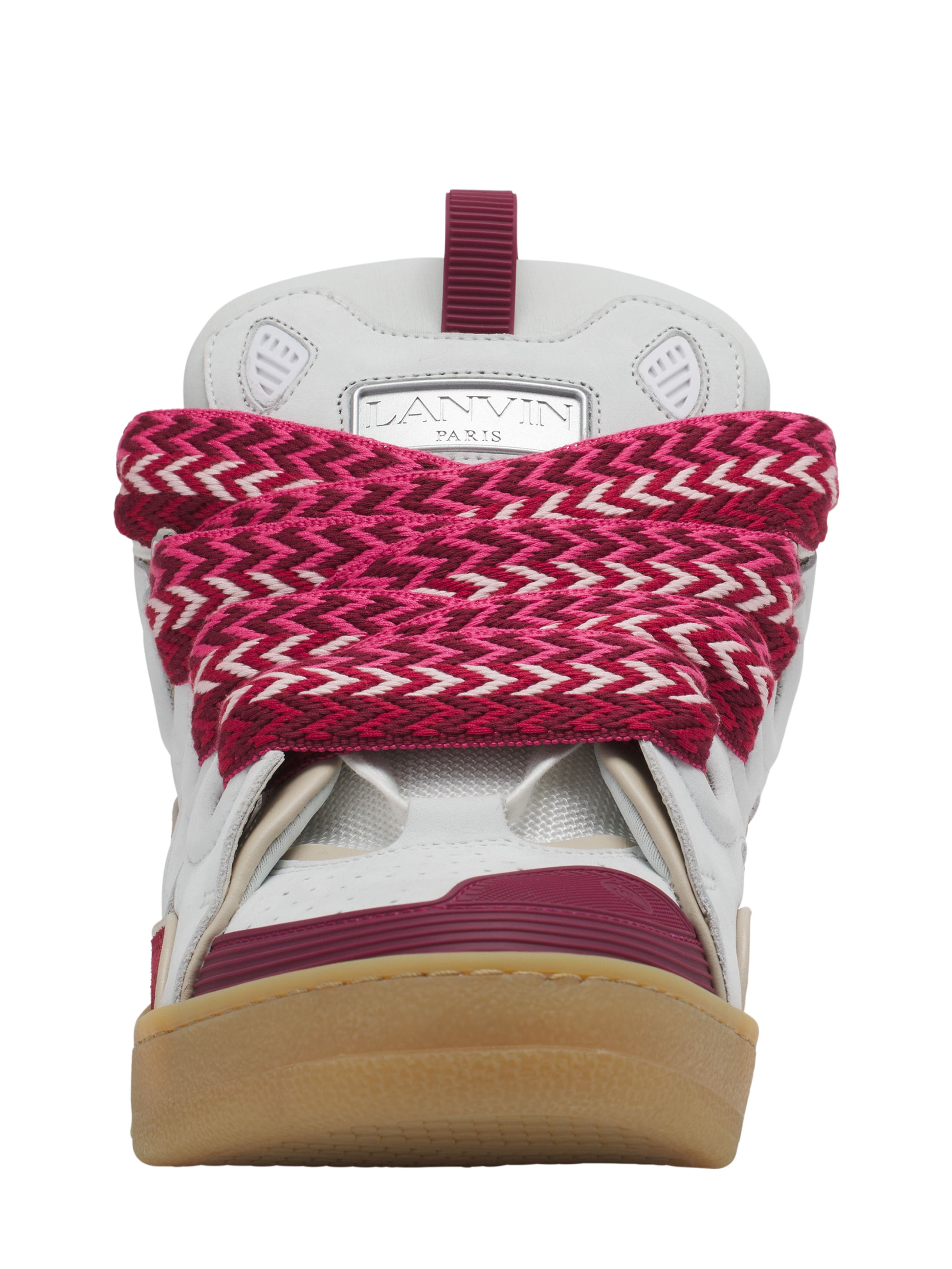 Lanvin Curb Leather Sneakers, Alternate, color, Green/Pink