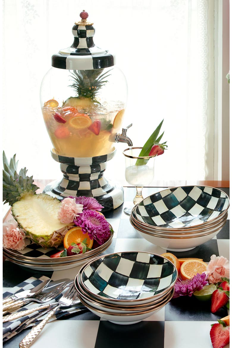 Courtly Check Enamel Beverage Hostess, Alternate, color, BLACK/ WHITE