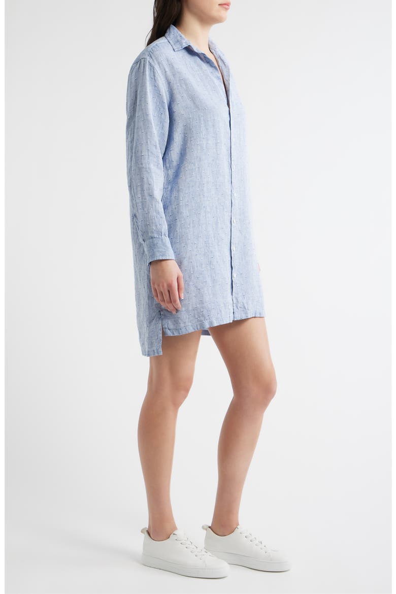 Hunter Stripe Step Hem Linen & Cotton Shirtdress, Alternate, color, BLUE LINEN HEARTS