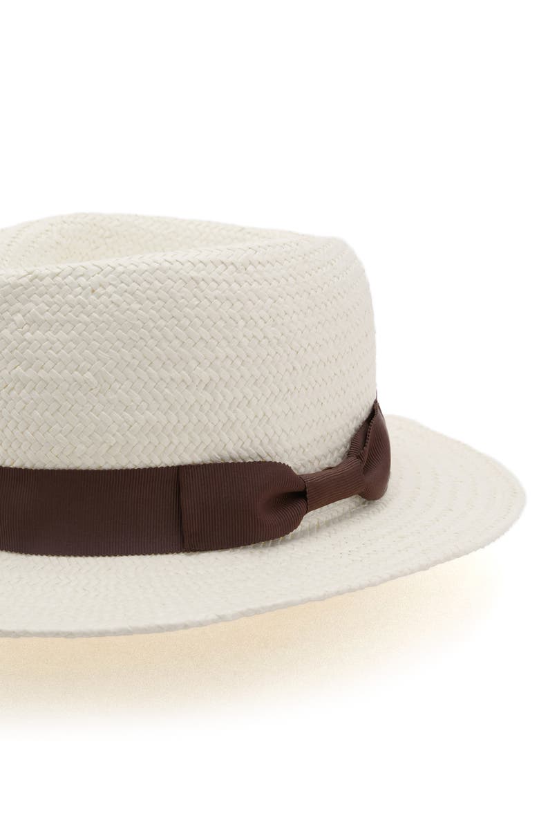 MANGO Woven Straw Fedora, Alternate, color, Off White