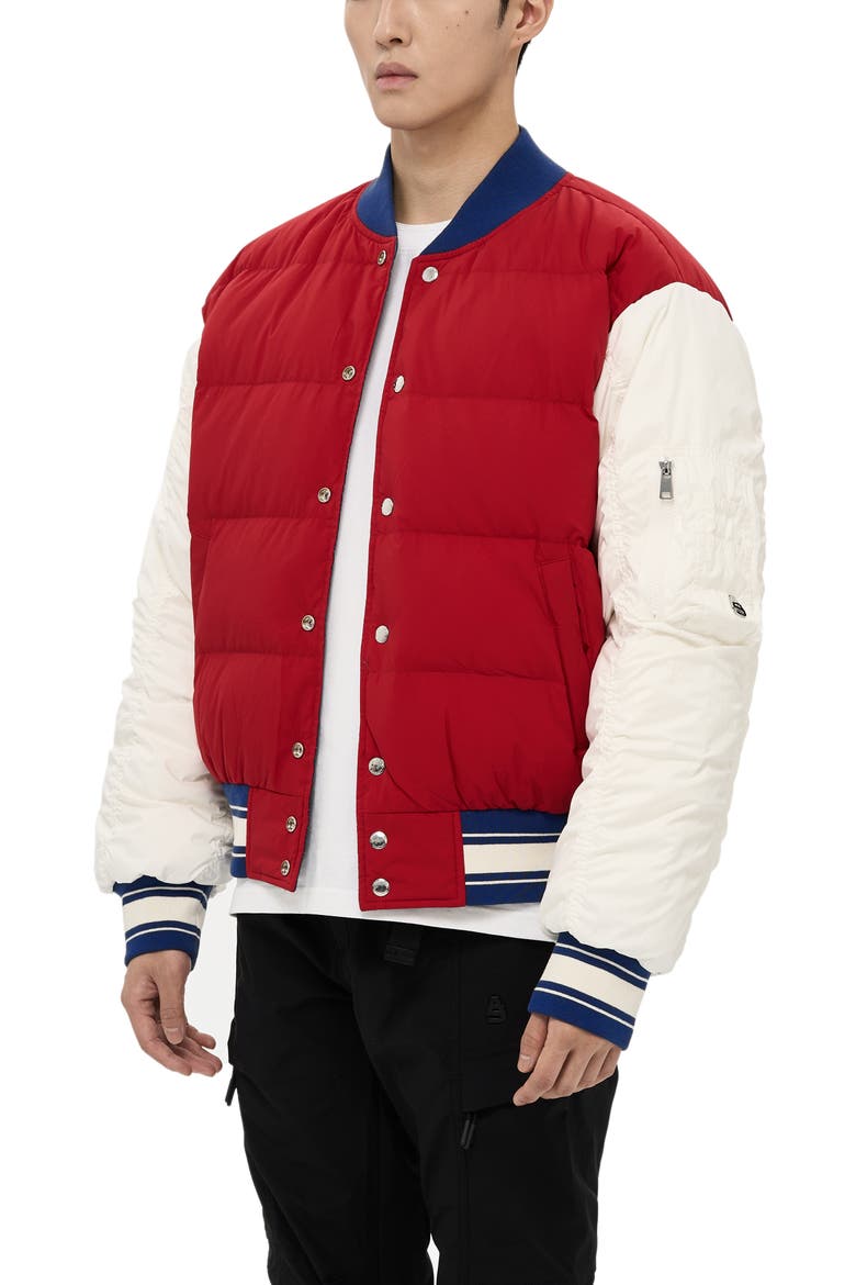 Hamden Mens Reversible Down Varsity Jacket, Alternate, color, Blue