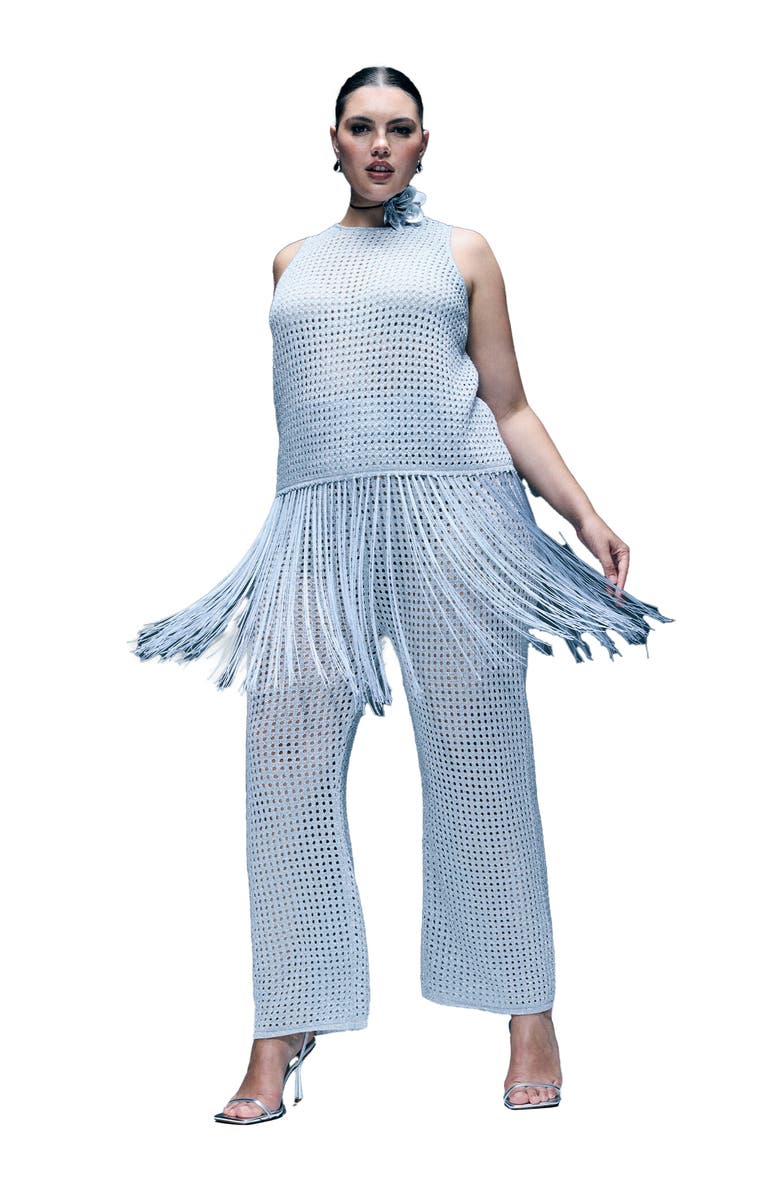 ELOQUII Metallic Crochet Pant, Main, color, Metallic