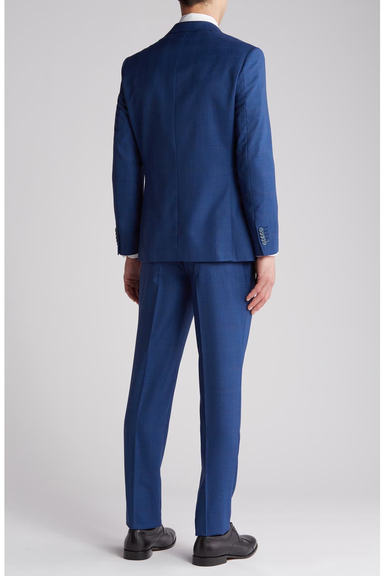 Plaid Trim Fit Wool Blend Two-Piece Suit, Alternate, color, NAVY