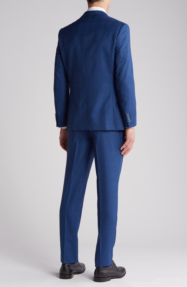 English Laundry Plaid Trim Fit Wool Blend Two-Piece Suit, Alternate, color, Navy