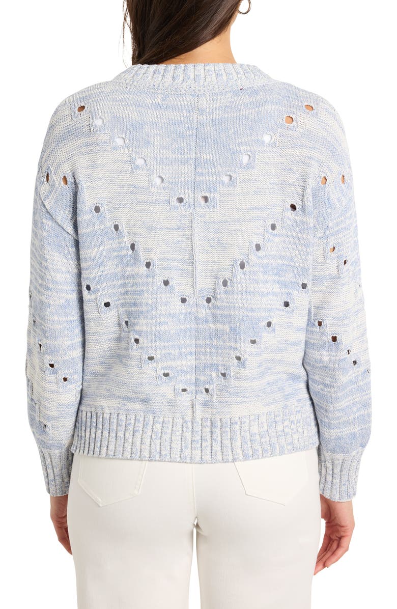 NIC+ZOE Open Stitch V-Neck Sweater, Alternate, color, Blue Mix