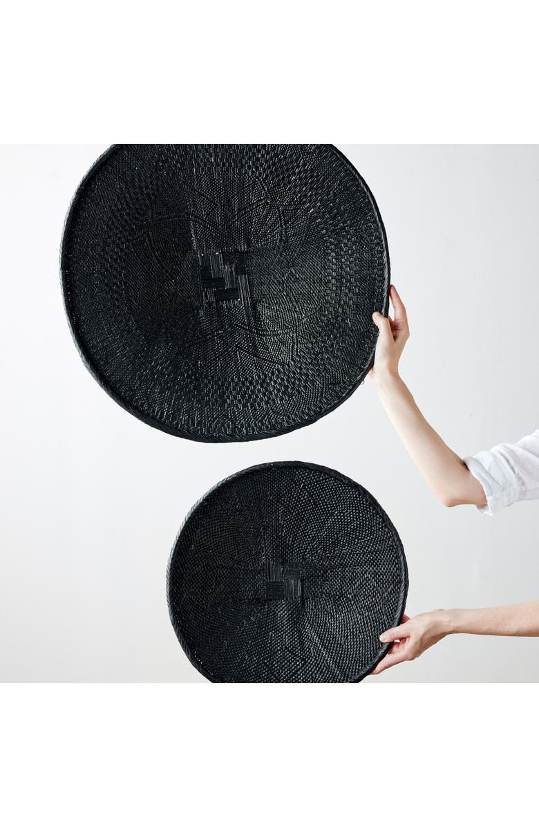 kanju Interiors Hand-Painted Black Binga Flat Basket, Alternate, color, Black