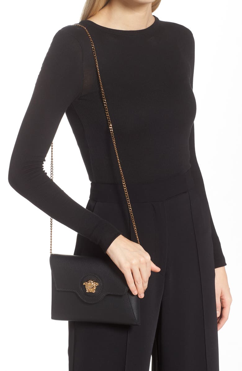 Versace La Medusa Leather Envelope Pouch, Alternate, color, 