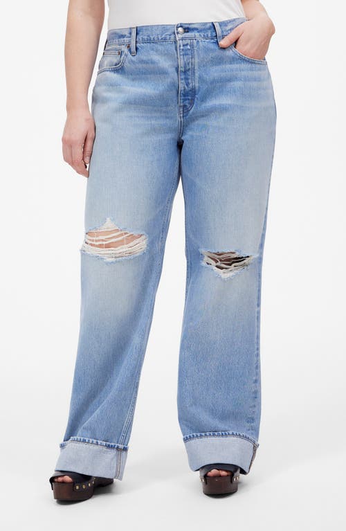 Madewell Low Slung Ripped Baggy Jeans In Hallstead Wash