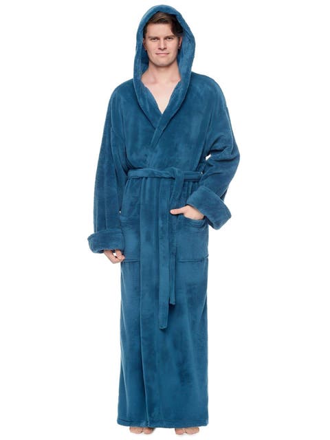 Men's Hooded Long Fleece Robe
