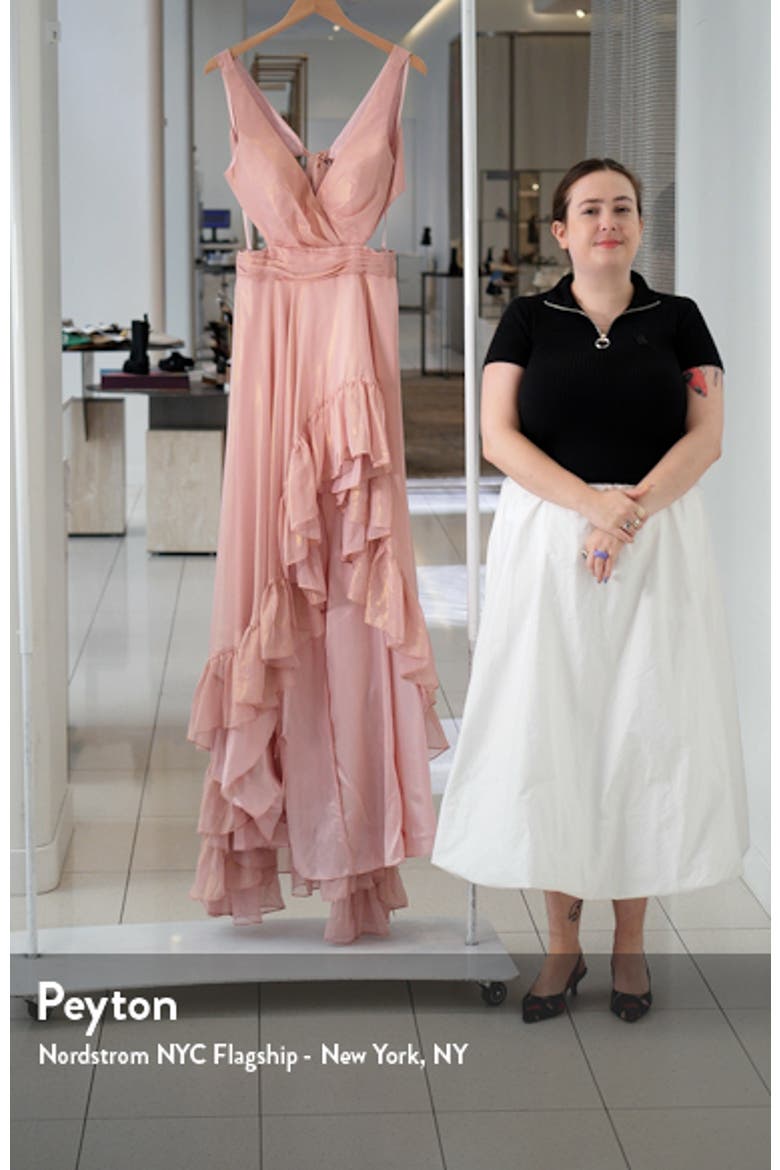 Side and Back Cut Out High Low Ruffle Gown video