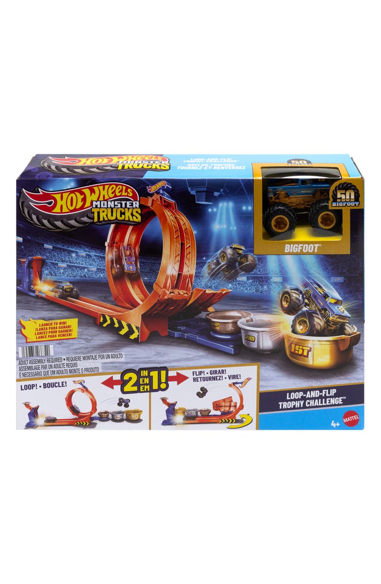Hot Wheels Monster Trucks Loop & Flip Trophy Challenge Playset, Alternate, color,