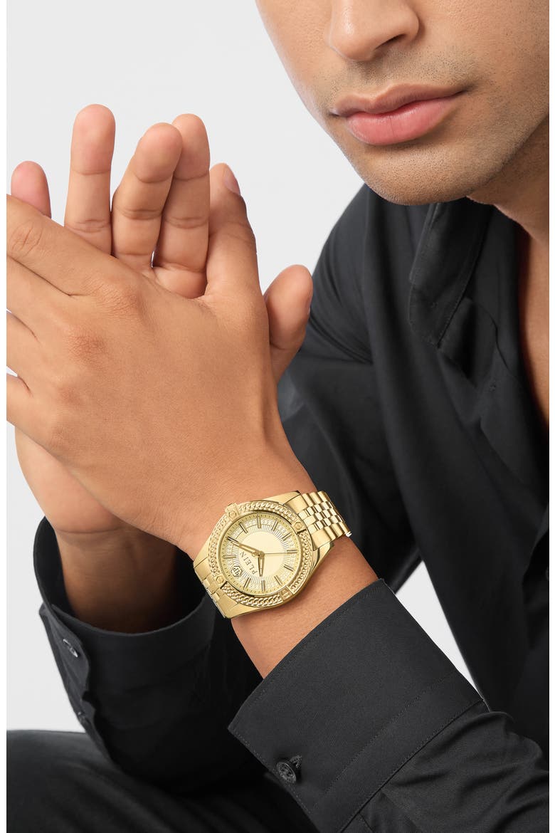 Icon Chain Bracelet Watch, 43mm, Alternate, color, YELLOW GOLD