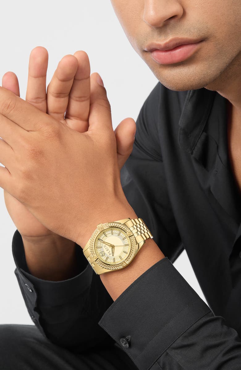 PHILIPP PLEIN Icon Chain Bracelet Watch, 43mm, Alternate, color, Yellow Gold