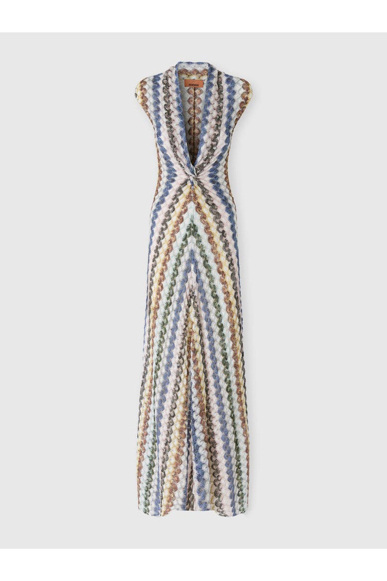 Long Lace Dress With Knot Detail, Main, color, Multicoloured
