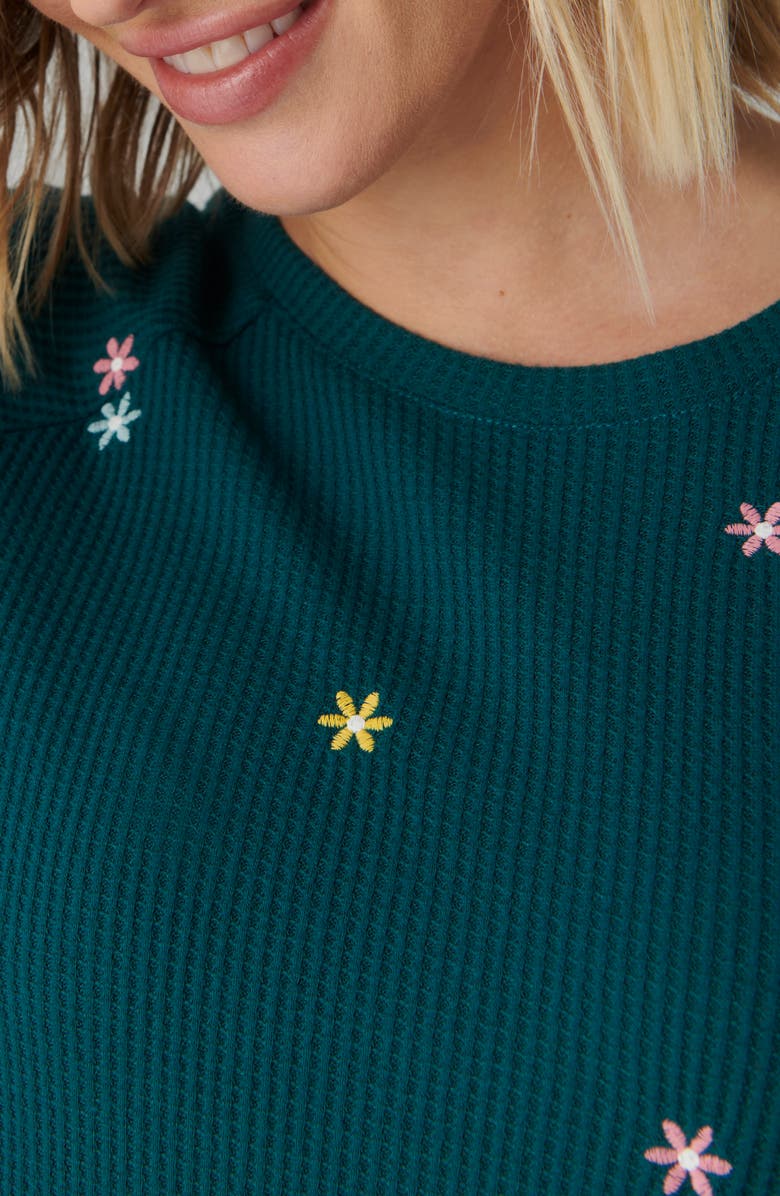 PJ Salvage Take it Easy Embroidered Waffle Knit Pajama Top, Alternate, color, 