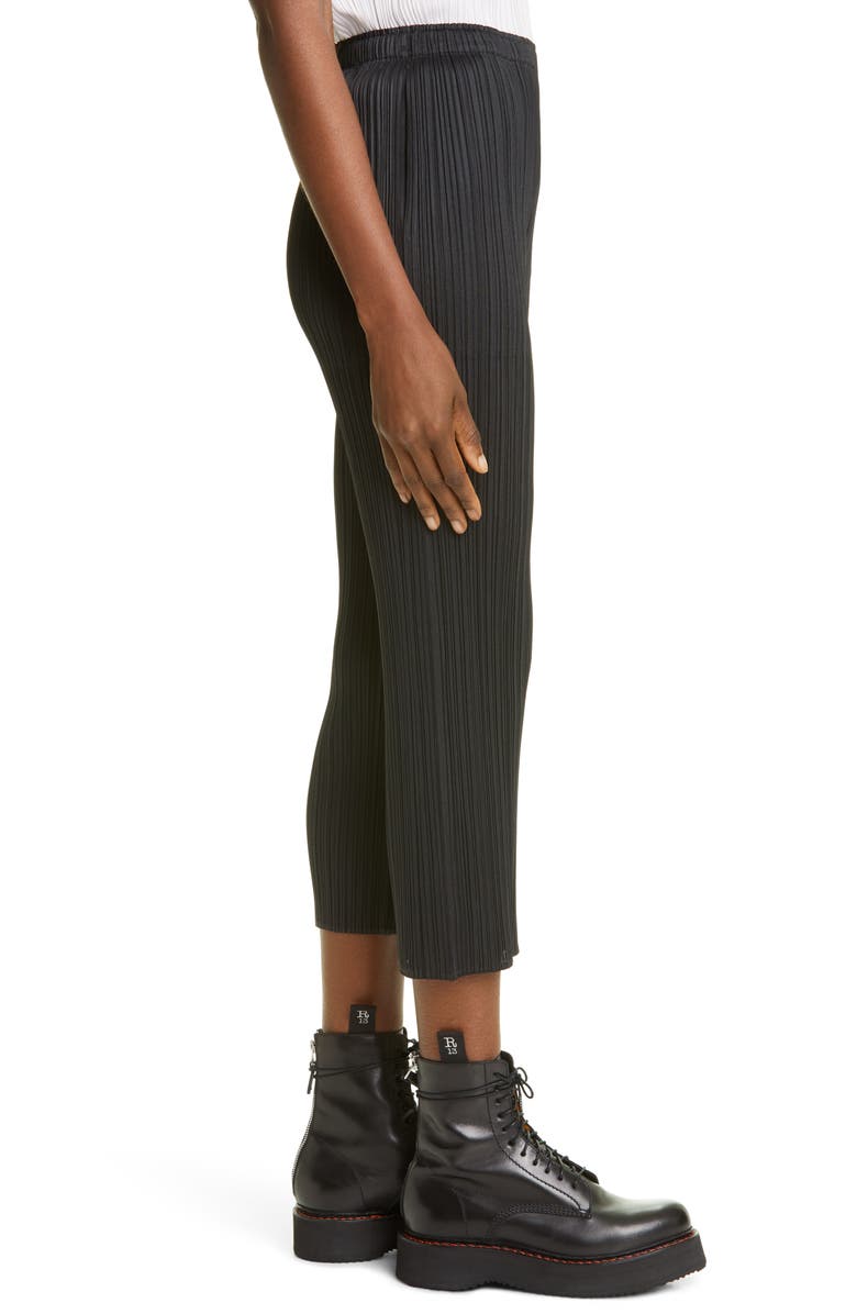 Pleats Please Issey Miyake Pleated Crop Skinny Pants, Alternate, color, Black
