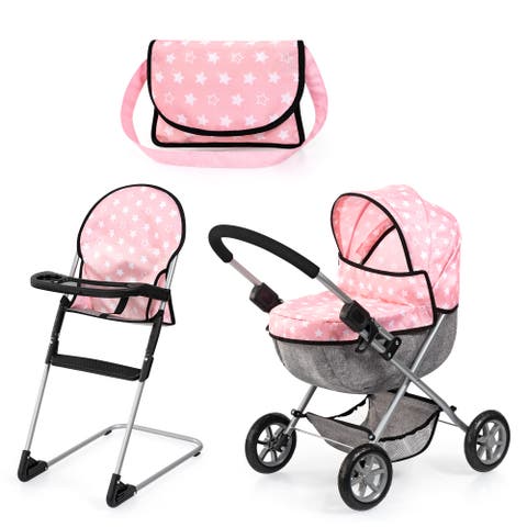 Cozy 3Piece Set Pram, Highchair 
Bag For Dolls Up To 18